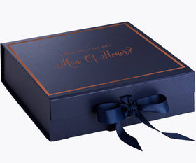 Will You Be My Man of Honor? Proposal Box Navy -  Border