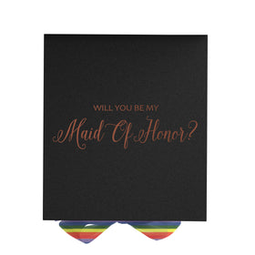 Will You Be My maid of honor? Proposal Box black - No Border - Rainbow Ribbon