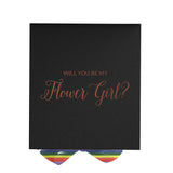 Will You Be My Flower Girl? Proposal Box black - No Border - Rainbow Ribbon