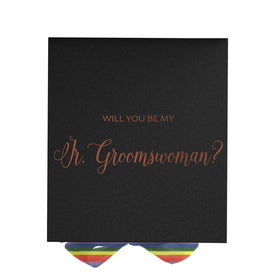 Will You Be My Jr Groomswoman? Proposal Box black - No Border - Rainbow Ribbon