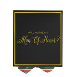 Will You Be My Man of Honor? Proposal Box black -  Border - Rainbow Ribbon