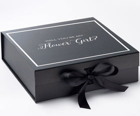 Will You Be My Flower Girl? Proposal Box black -  Border