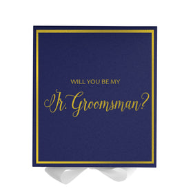 Will You Be My jr groomsman? Proposal Box Navy w/ White Bow -  Border