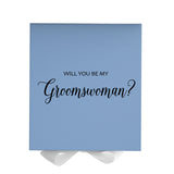 Will You Be My groomswoman? Proposal Box Light Blue w/ white Bow- No Border