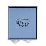 Will You Be My Usher? Proposal Box Light Blue w/ white Bow-  Border