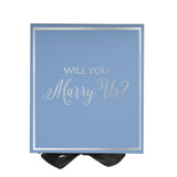 Will You Marry Us?? Proposal Box Light Blue w/ Black Bow-  Border