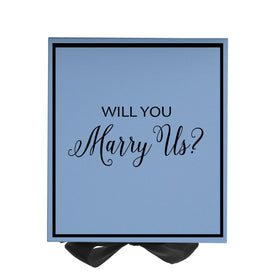 Will You Marry Us?? Proposal Box Light Blue w/ Black Bow-  Border