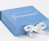 Will You Be My groomswoman? Proposal Box Light Blue w/ white Bow- No Border