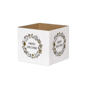 Posy Box White Mini Christmas Wreath White Gold (13x12cmH)-Sensual Baskets | Romance Baskets With Benefits