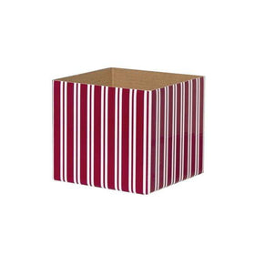 Posy Box White Mini Stripes Red White (13x12cmH)-Gift Box