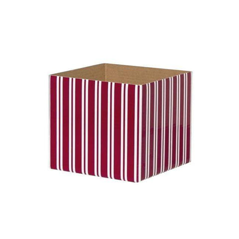 Posy Box White Mini Stripes Red White (13x12cmH)-Gift Box