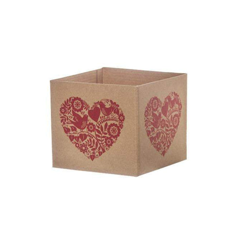 Posy Box Mini Bird in Heart Kraft Red (13x12cmH)-Gift Box