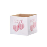 Posy Box Mini Love 2 Hearts White Red (13x12cmH)-Gift Box