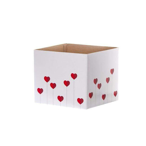 Posy Box Mini Heart Lollipop White Red (13x12cmH)-Gift Box