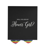 Will You Be My Flower Girl? Proposal Box black - No Border - Rainbow Ribbon