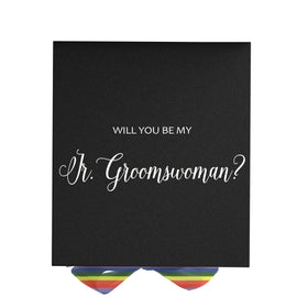 Will You Be My Jr Groomswoman? Proposal Box black - No Border - Rainbow Ribbon