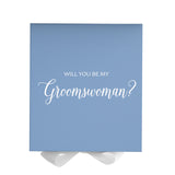 Will You Be My groomswoman? Proposal Box Light Blue w/ white Bow- No Border