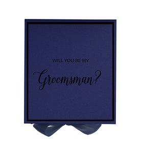 Will You Be My groomsman? Proposal Box Navy -  Border