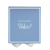 Will You Be My Usher? Proposal Box Light Blue w/ white Bow-  Border