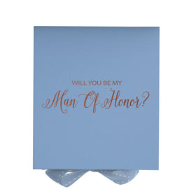 Will You Be My Man of Honor? Proposal Box Light Blue - No Border