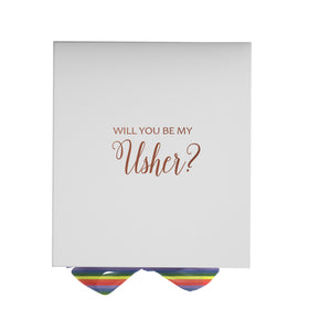 Will You Be My Usher? Proposal Box White - No Border - Rainbow Ribbon