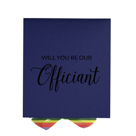 Will You Be our Officiant? Proposal Box Navy - No Border - Rainbow Ribbon