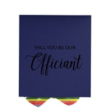 Will You Be our Officiant? Proposal Box Navy - No Border - Rainbow Ribbon