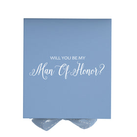 Will You Be My Man of Honor? Proposal Box Light Blue - No Border