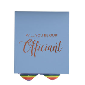 Will You Be our Officiant? Proposal Box light blue - No Border - Rainbow Ribbon