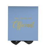 Will You Be our Officiant? Proposal Box Light Blue w/ Black Bow- No Border