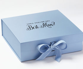 Will You Be My Best man? Proposal Box Light Blue - light blue bow - No Border