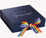 Will You Be My groomswoman? Proposal Box Navy - No Border - Rainbow Ribbon