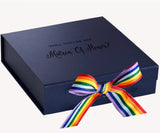 Will You Be My Matron of Honor? Proposal Box Navy - No Border - Rainbow Ribbon