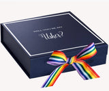 Will You Be My Usher? Proposal Box Navy -  Border - Rainbow Ribbon