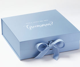 Will You Be My groomsman? Proposal Box Light Blue - No Border