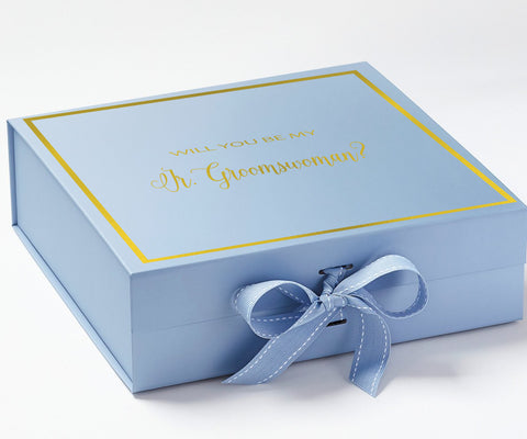 Will You Be My Jr Groomswoman? Proposal Box Light Blue -  Border