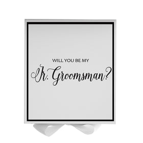 Will You Be My jr groomsman? Proposal Box White -  Border