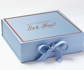 Will You Be My Best man? Proposal Box Light Blue -  Border