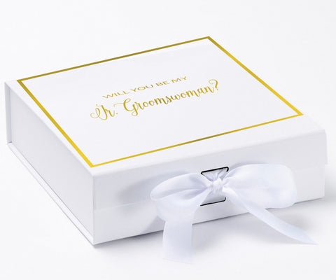 Will You Be My Jr Groomswoman? Proposal Box White -  Border