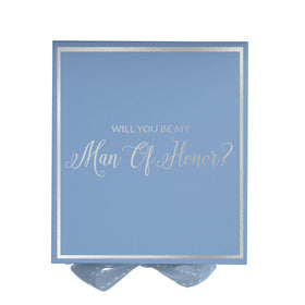 Will You Be My Man of Honor? Proposal Box Light Blue -  Border