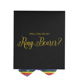 Will You Be My Ring Bearer? Proposal Box black - No Border - Rainbow Ribbon