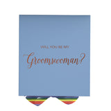 Will You Be My groomswoman? Proposal Box light blue - No Border - Rainbow Ribbon