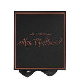 Will You Be My Man of Honor? Proposal Box black -  Border