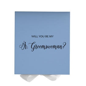 Will You Be My Jr Groomswoman? Proposal Box Light Blue w/ white Bow- No Border