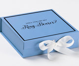 Will You Be My Ring Bearer? Proposal Box Light Blue w/ white Bow-  Border