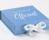 Will You Be our Officiant? Proposal Box Light Blue w/ white Bow- No Border