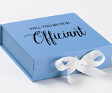 Will You Be our Officiant? Proposal Box Light Blue w/ white Bow- No Border