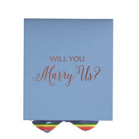 Will You Marry Us?? Proposal Box light blue - No Border - Rainbow Ribbon