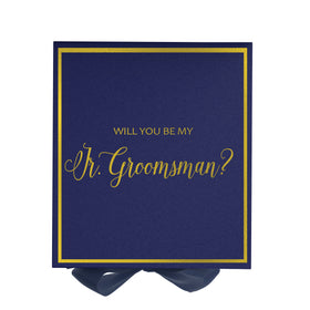 Will You Be My jr groomsman? Proposal Box Navy -  Border