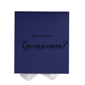 Will You Be My groomswoman? Proposal Box Navy w/ White Bow - No Border